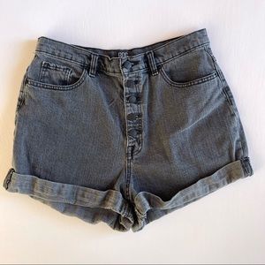 Urban Outfitters BDG Black Mom High Rise Rise Jean Shorts Exposed Button